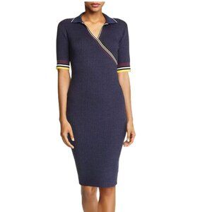 PARKER Women's Monty Short Sleeve V-Neck Fitted Midi Knit Dress